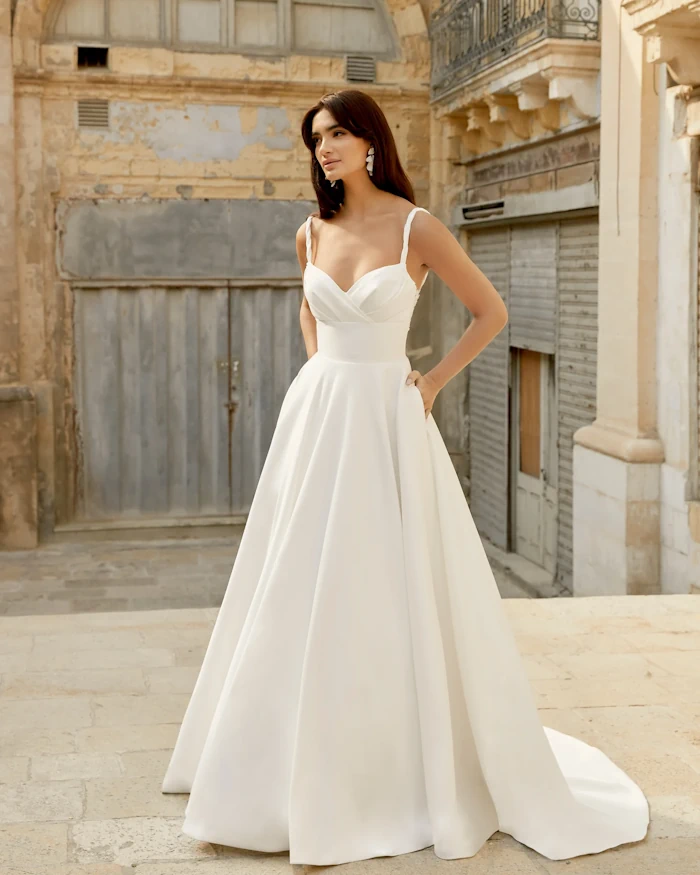 Timeless floral applique bridal gown Justin Alexander collection